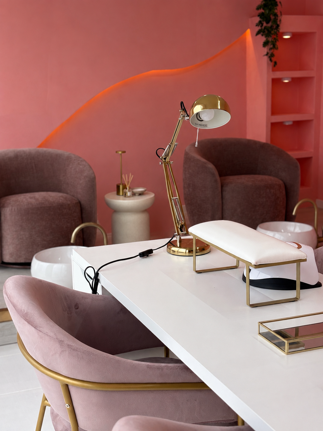 Zona de pedicure do Ocean Pink